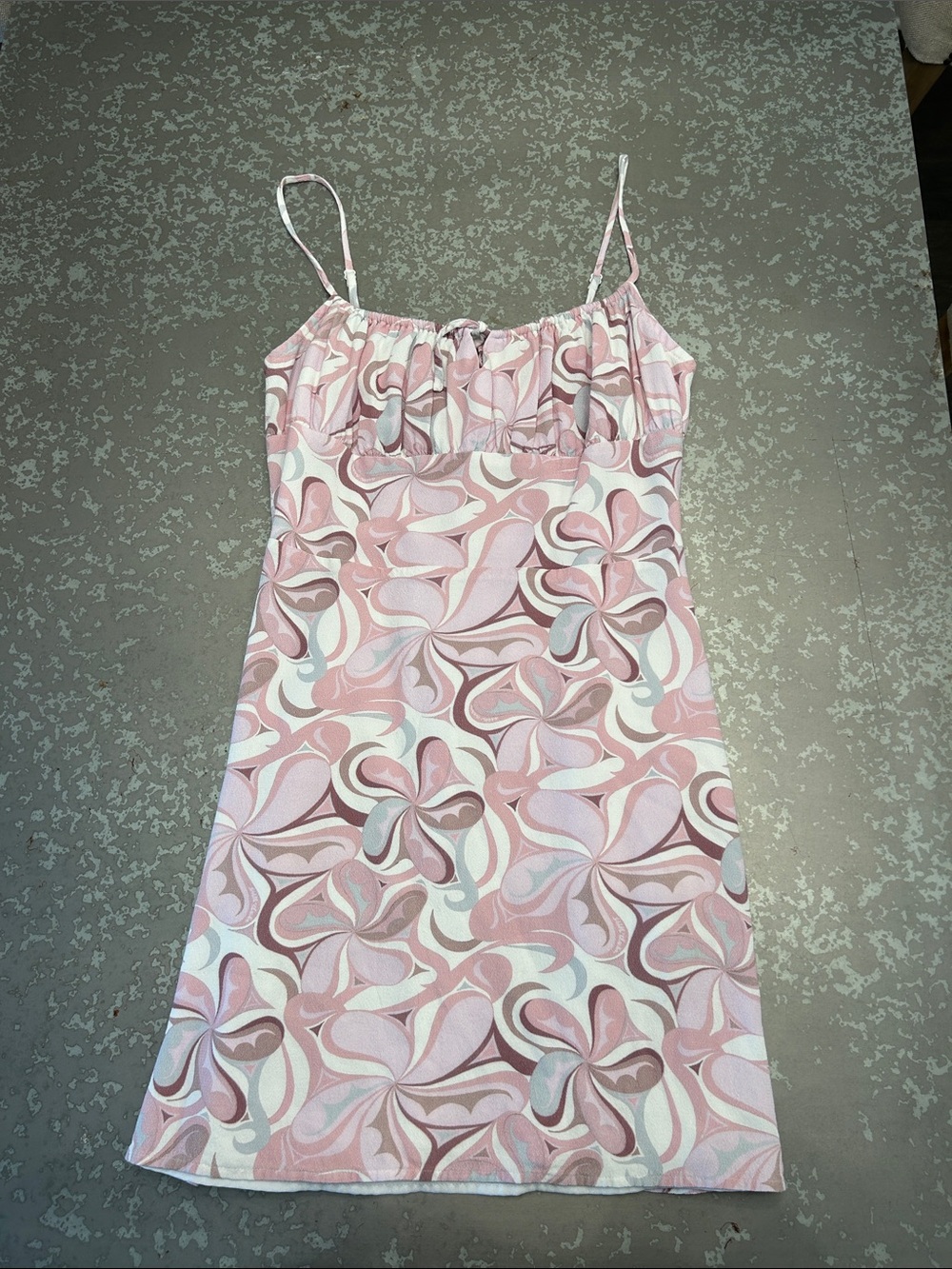 Sunday Best Pink Swirl Print Spaghetti-Strap Mini Dress